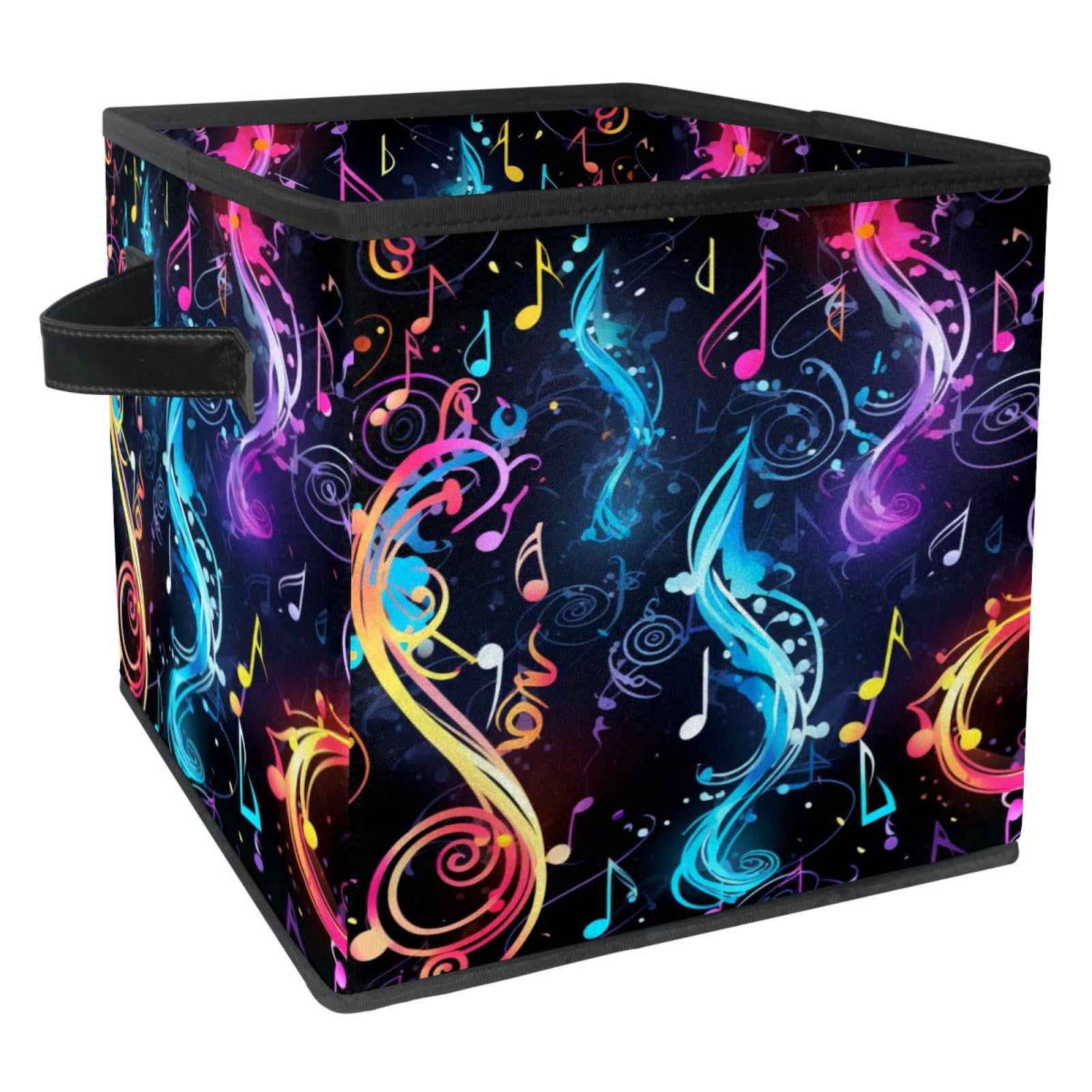 KLURENT Musical Note Toy Box Chest Collapsible Sturdy Toy Clothes Storage Organizer Boxes Bins