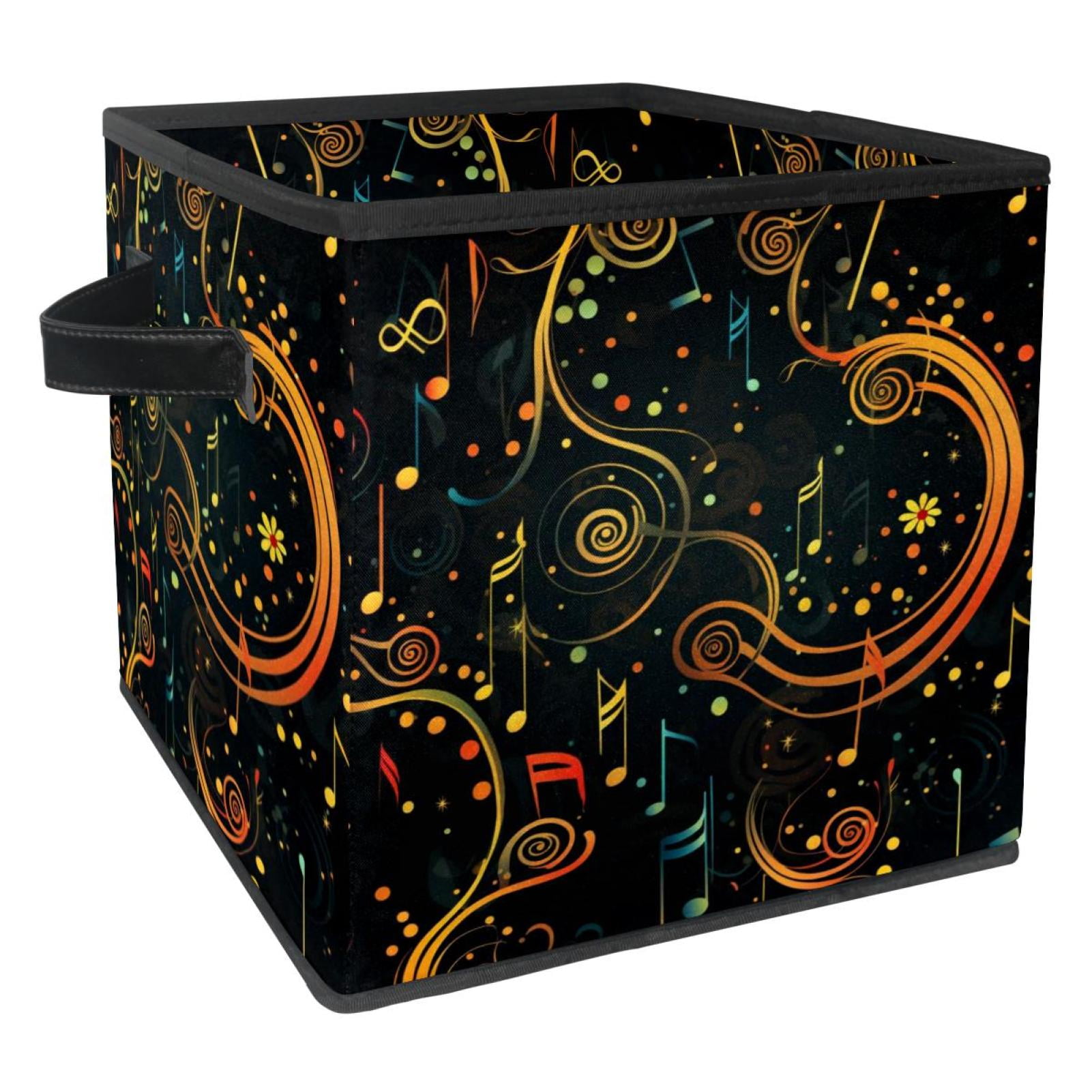 KLURENT Musical Note Toy Box Chest Collapsible Sturdy Toy Clothes Storage Organizer Boxes Bins