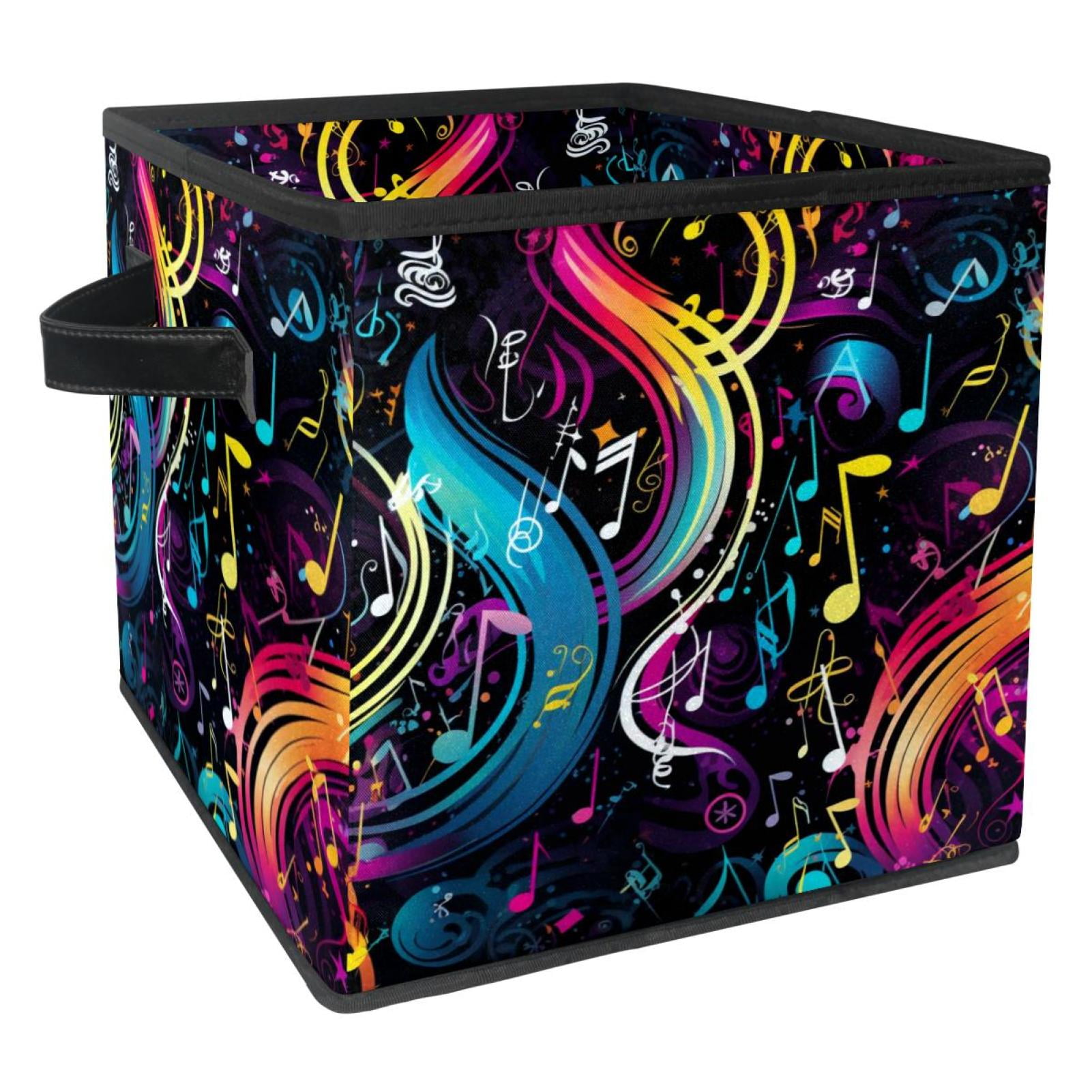 KLURENT Musical Note Toy Box Chest Collapsible Sturdy Toy Clothes Storage Organizer Boxes Bins