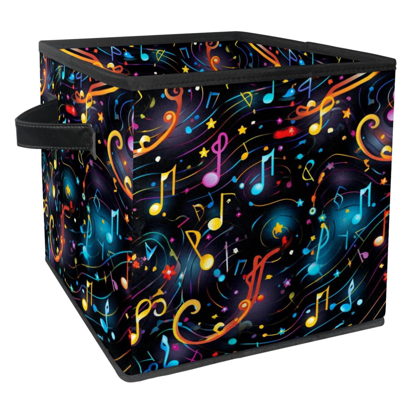 KLURENT Musical Note Toy Box Chest Collapsible Sturdy Toy Clothes Storage Organizer Boxes Bins