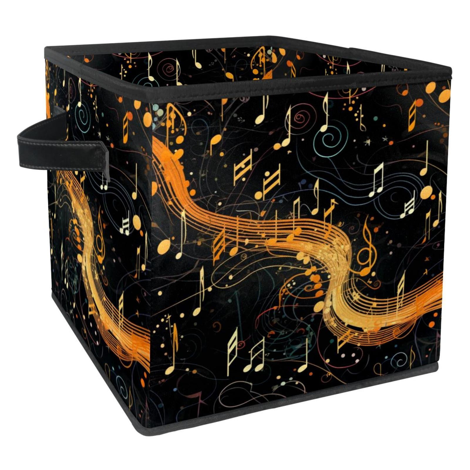 KLURENT Musical Note Toy Box Chest Collapsible Sturdy Toy Clothes Storage Organizer Boxes Bins