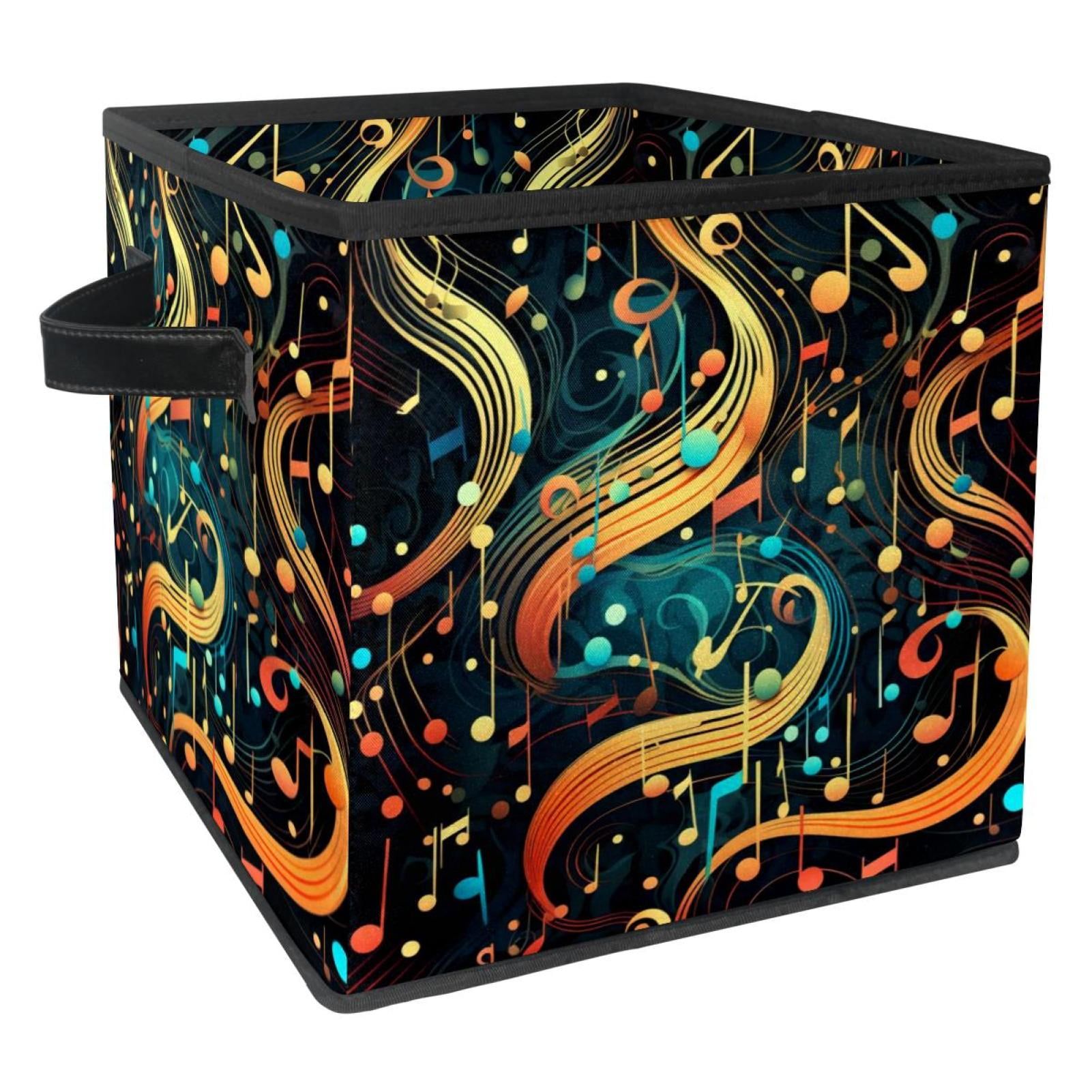 KLURENT Musical Note Toy Box Chest Collapsible Sturdy Toy Clothes Storage Organizer Boxes Bins