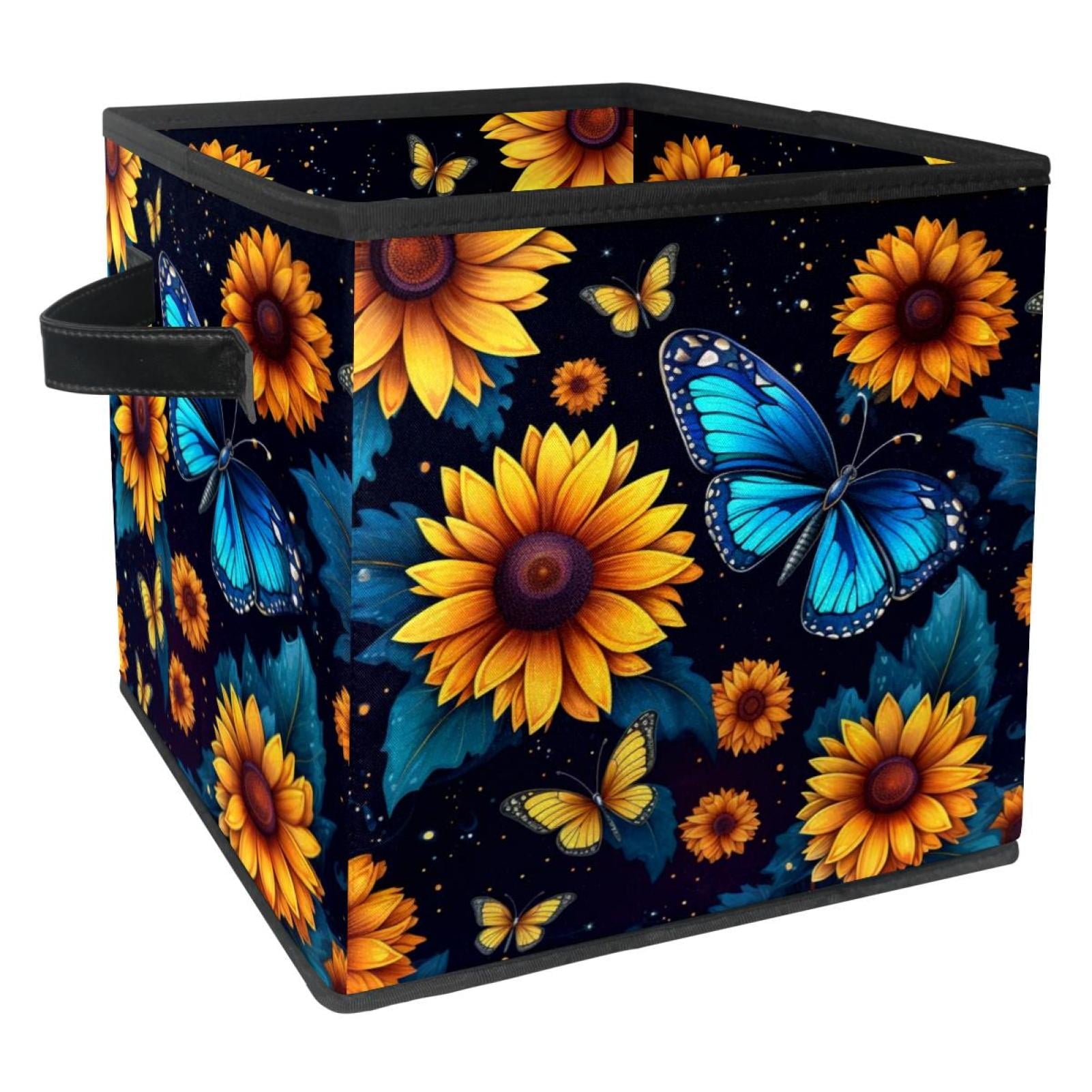 KLURENT Starry Sunflower Butterfly Toy Box Chest Collapsible Sturdy Toy