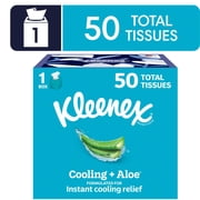 Kleenex Cooling + Aloe Facial Tissues, 1 Cube Box, 50 Tissues Per Box, 2-Ply