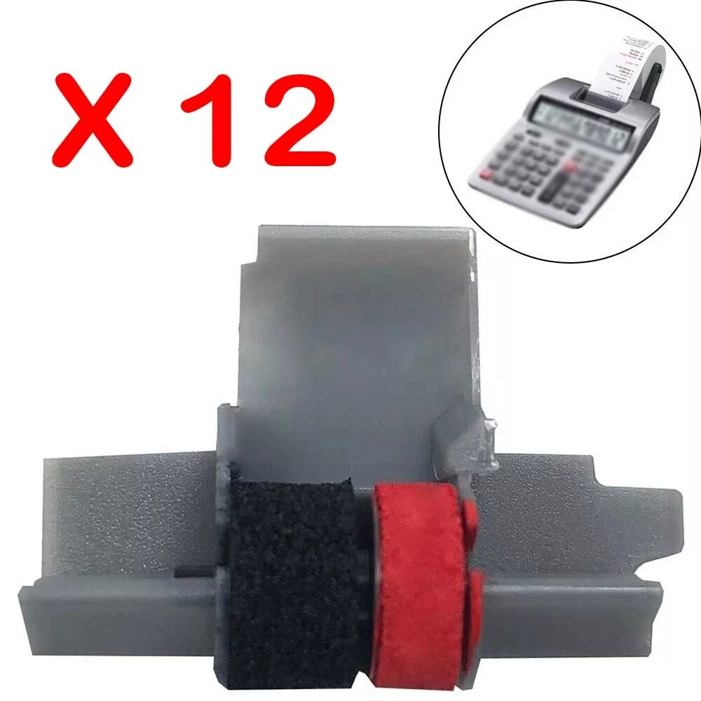 KLYNE- 12Pcs Ir-40T Black & Red Calculator Ink Rollera For Cp13 Nr42 Ir40T Sharp Casio