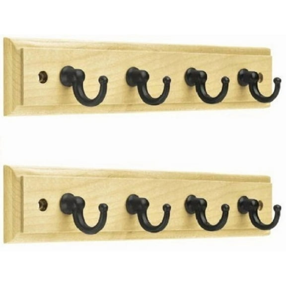 KLYNE - 2 Brainerd 4 Hooks Key Rail Maple Board & Distressed Dark Gunmetal Hook