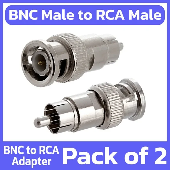 KLYNE- 2 Pack Bnc Male To Rca Male Adapter Coaxial Cable Converter Cctv Camera Dvr Tv