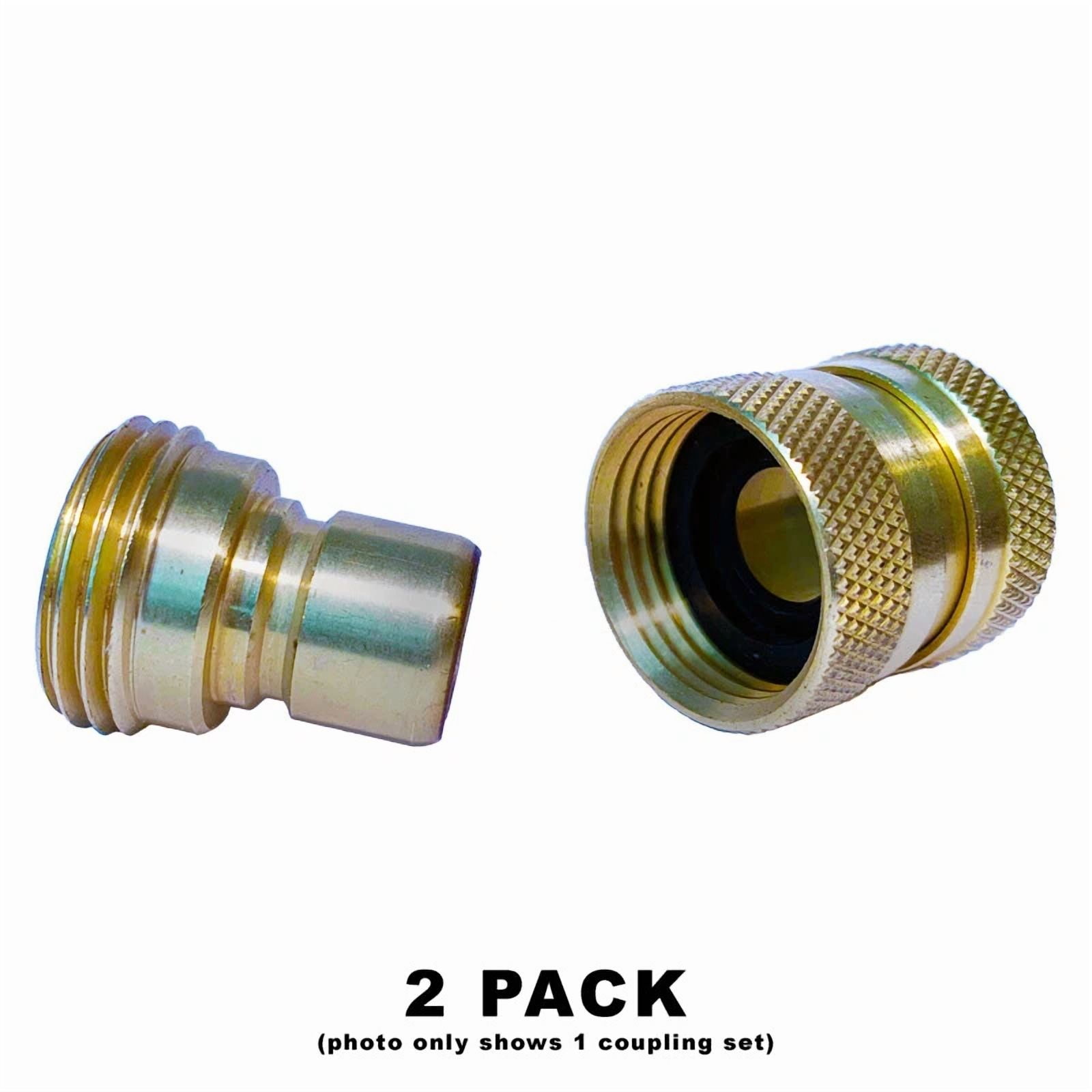 KLYNE - 2 Pack | Garden Hose Brass Quick Connect Disconnect Coupler 3/4 Inch 30450