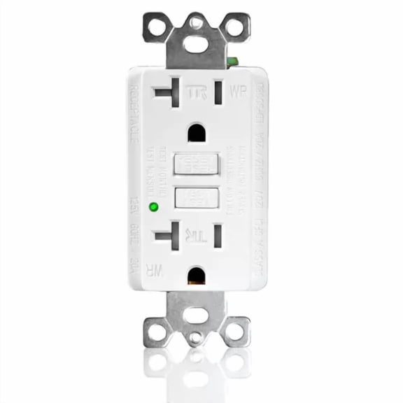 KLYNE - 20Amp Gfci Outlet Gfi Receptacle Led Indicator Tr Wr With Wallplate For Kitchens