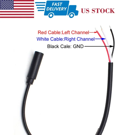 KLYNE- 2Pcs 1M/3.3Ft 3.5Mm 1/8" Stereo Jack Female To Bare Wire Diy 2 Wire Audio Cable