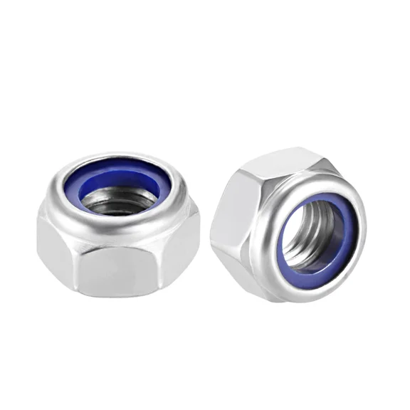 KLYNE - 2Pcs M14X2M Hex Lock Nuts Stainless Steel Nylon Insert Self-Lock Nuts Silver