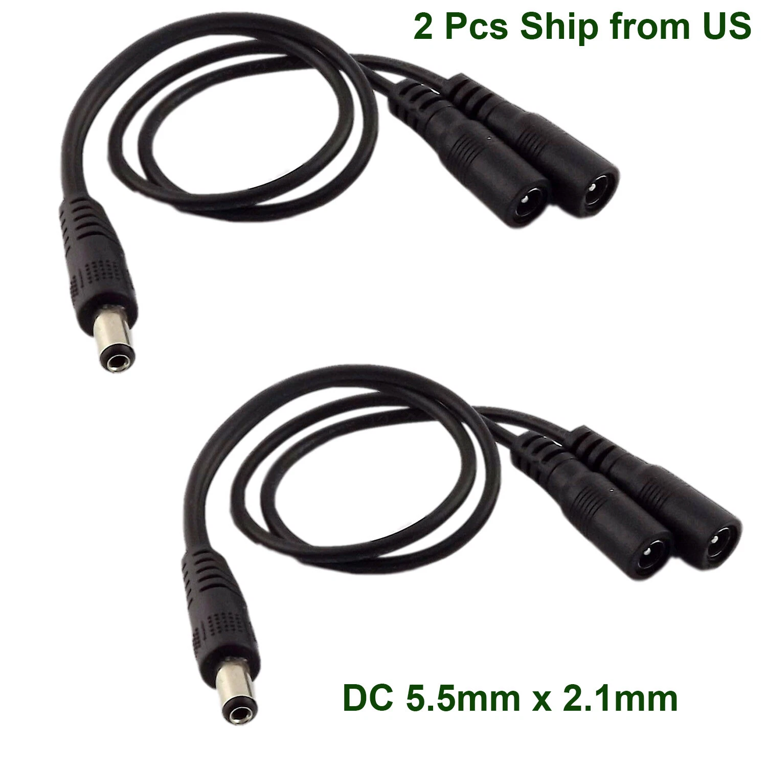 KLYNE- 2X Dc Power Cable 5.5Mm X 2.1Mm 1 Male To 2 Dual Female Splitter Led Light Strip