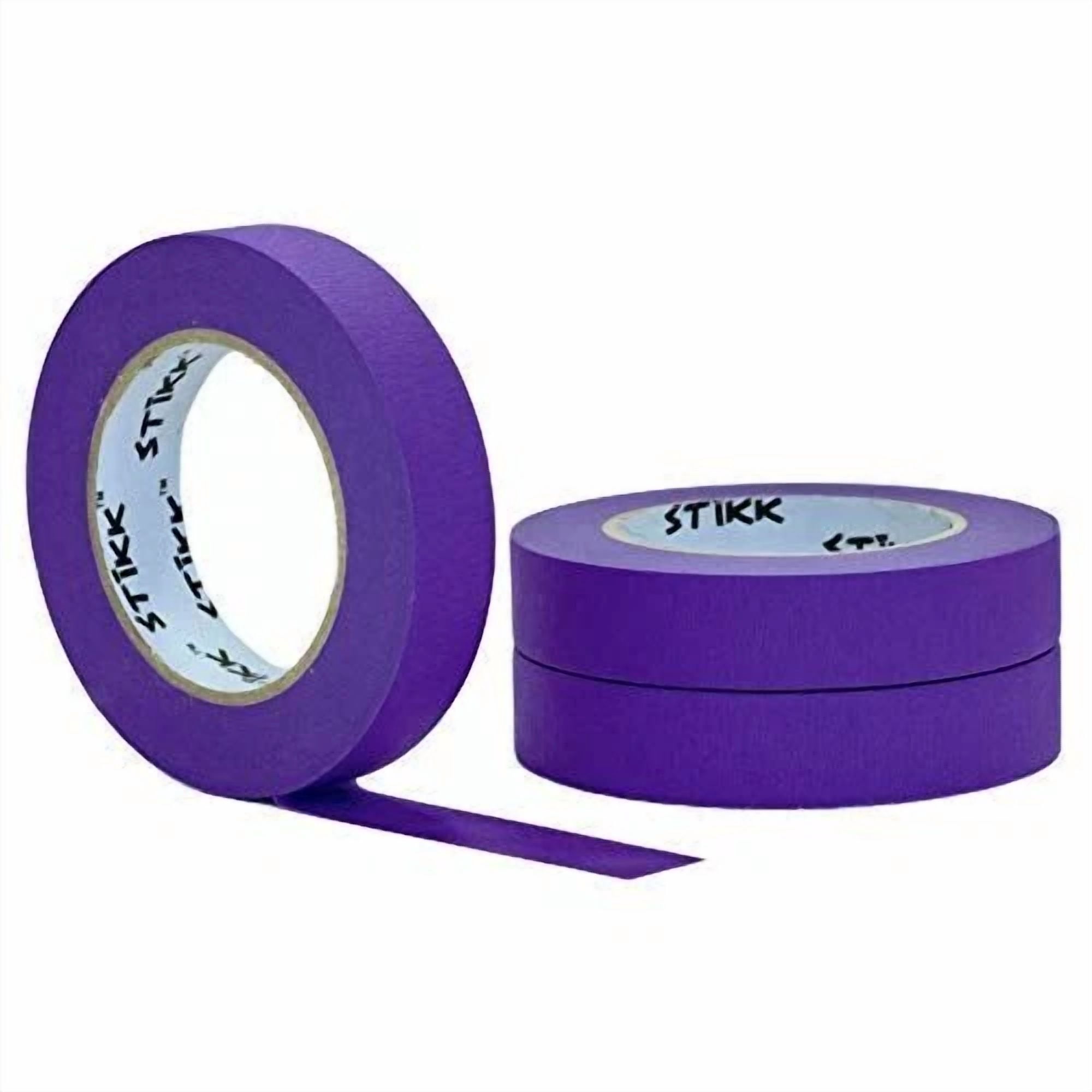 KLYNE - 3 Pack 1" Inch X 60Yd Stikk Purple Painters Tape 14 Day Easy Removal Trim Edge F