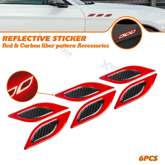 KLYNE- 3D 6Pcs Car Vent Edge Bumper Decal Reflective Sticker Carbon Fiber Accessories