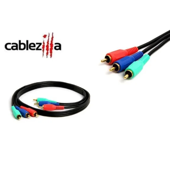 KLYNE- 3Ft 3Rca Rgb Gold Plated Male Cable Colored Component Video Audio Vcr Dvd Av