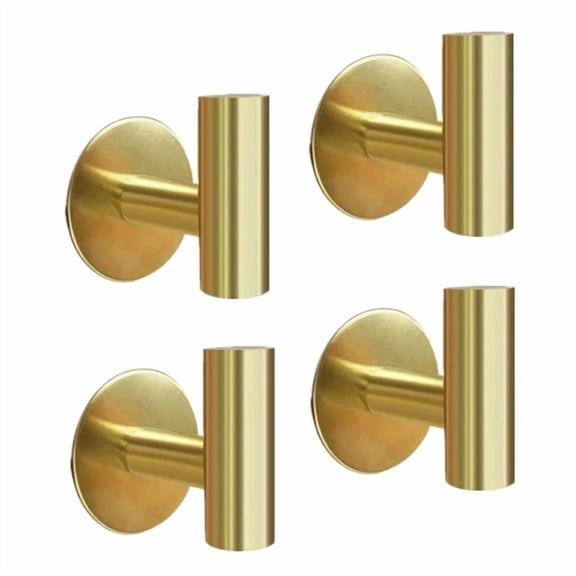 KLYNE - 4 Pack Adhesive Towel Hooks, Brushed Gold 304 Stainless Steel Coat Wall Hooks