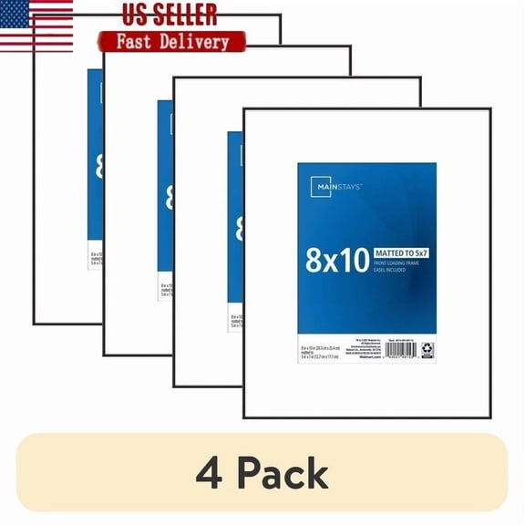 KLYNE - 4 Pack Front Loading Basic Tabletop Photo Frames Black 8X10 To 5X7 Display New