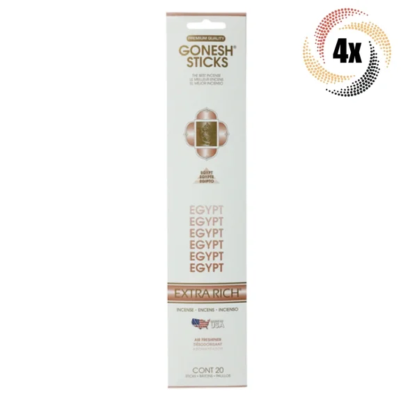 KLYNE - 4X Packs Gonesh Extra Rich Egypt Scent Incense Sticks | 20 Sticks Per Pack