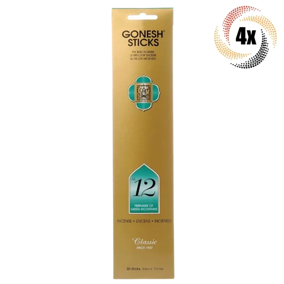 KLYNE - 4X Packs Gonesh Incense Sticks #12 Perfumes Of Green Mountains - 20 Sticks Each