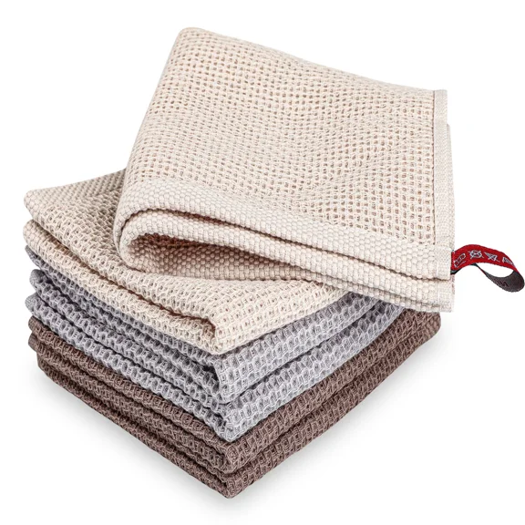 KLYNE - 6Pcs Cotton Waffle Weave Kitchen Dish Cloths Soft Absorbent Cleaning Towels Rags