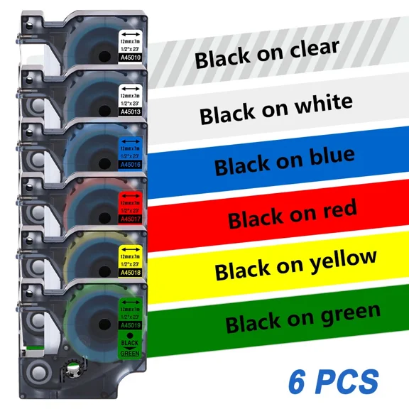 KLYNE - 6Pk Dymo D1 45013 45010 Label Tape For Dymo Labelmanager 280 350 420P 450 Duo