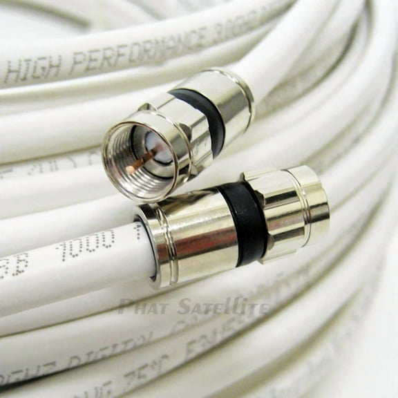 KLYNE- 8Ft White Perfect Vision Solid Copper 3Ghz Coaxial Rg6 Directv Approved Cable