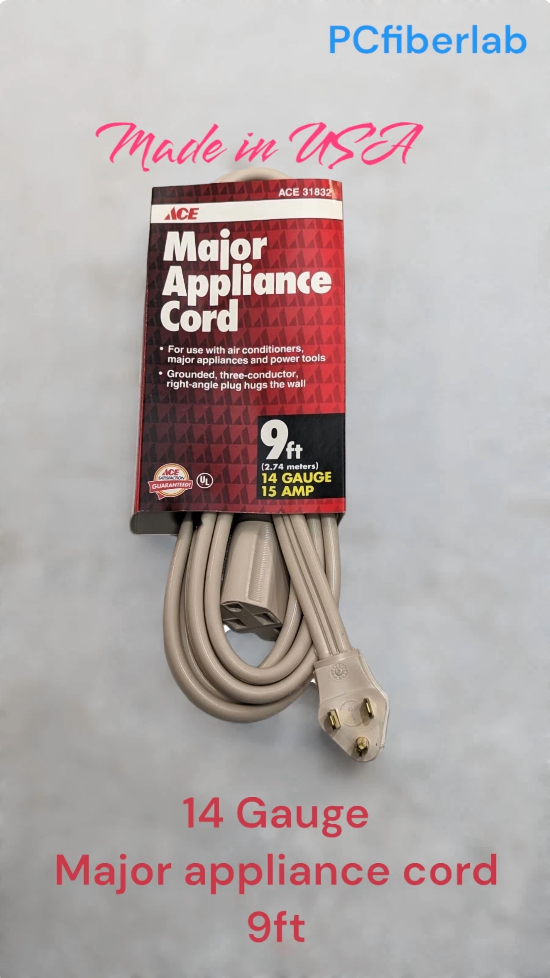 KLYNE - Ace 14 Gauge Major Appliance Cord Grounded 9Ft