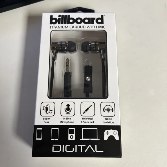 KLYNE - Billboard Titanium Earbuds With Mic, Model Bb611, Black, New In Box