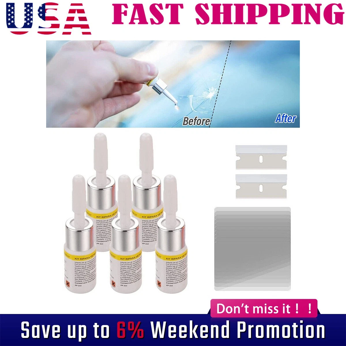 KLYNE- Car Parts Glass Repair Fluid Car Accessories Windshield Resin Crack Repair Tools