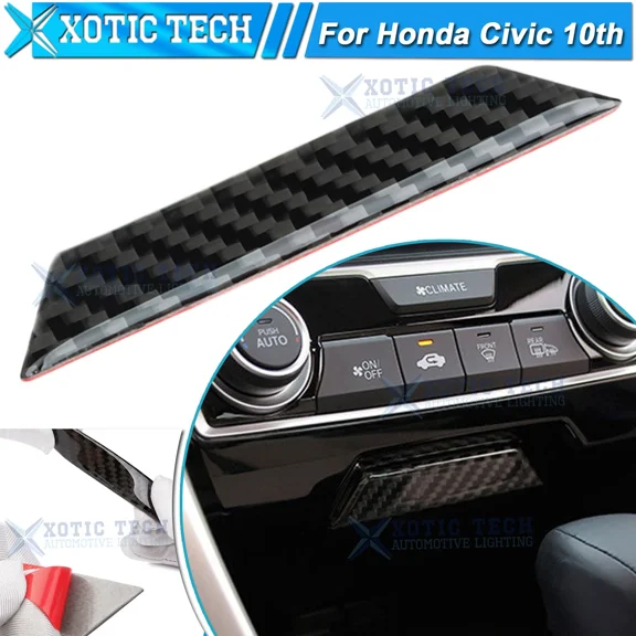 KLYNE- Carbon Fiber Center Console Storage Box Cover Trim For Honda Civic 10Th 16-2021