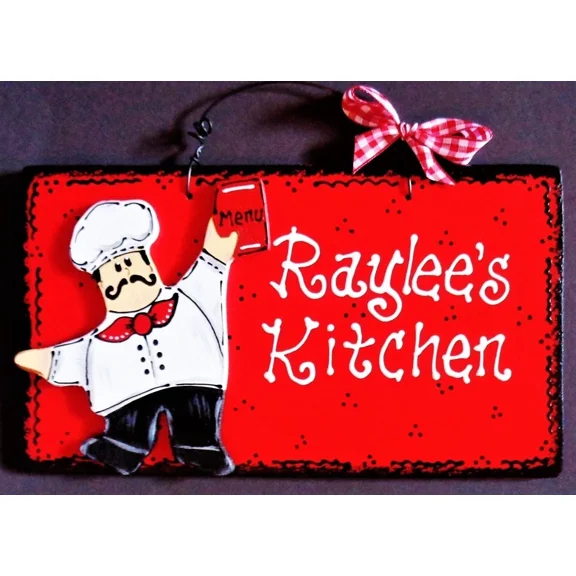 KLYNE - Fat Chef Personalize Kitchen Name Sign Wall Hanger Bistro Plaque Cucina Decor