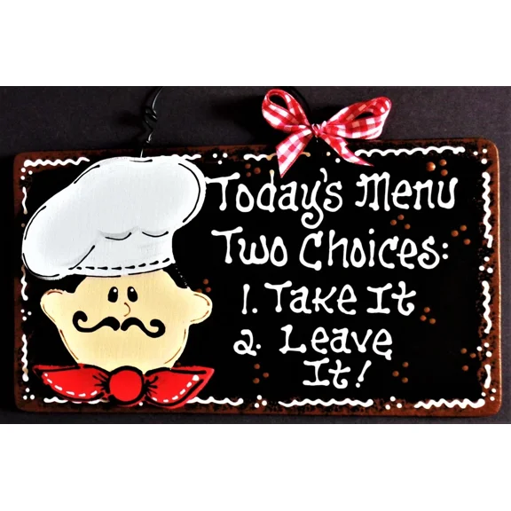 KLYNE - Fat Chef Today'S Menu Kitchen Sign Bistro Style Cucina Wall Art Plaque Decor