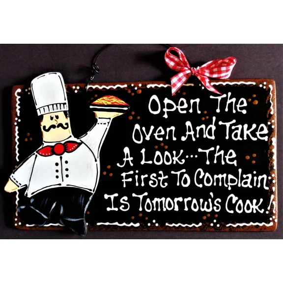 KLYNE - Fat Chef Tomorrow'S Cook Kitchen Sign Bistro Cucina Wall Art Hanger Plaque