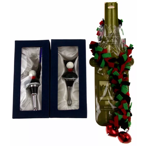KLYNE - Golf Club Glass Metal Wine Stopper Decoration Set 3 Artistic Creations Hand Made