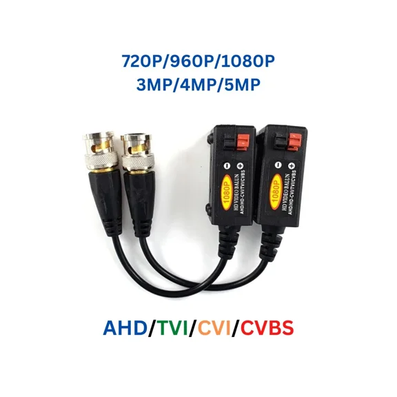 KLYNE- Hd 1080P 5Mp Video Balun Security Camera Video Connector Via Cat5 Cat6 Cable