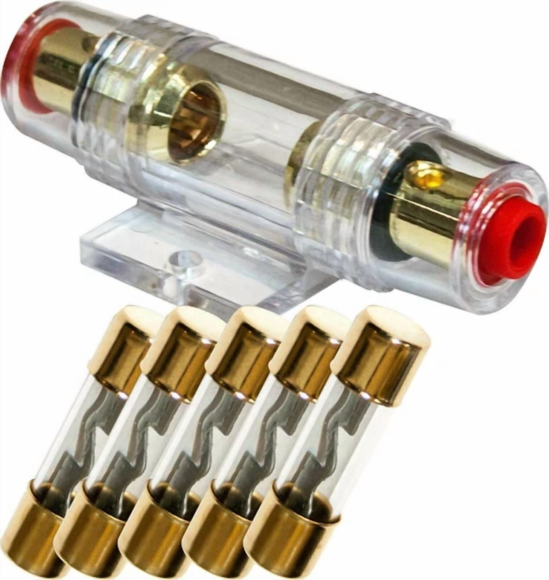 KLYNE- Imc Audio In-Line 4/8 Gauge Agu Fuse Holder W/ (5) 40 Amp Fuse For Car Audio