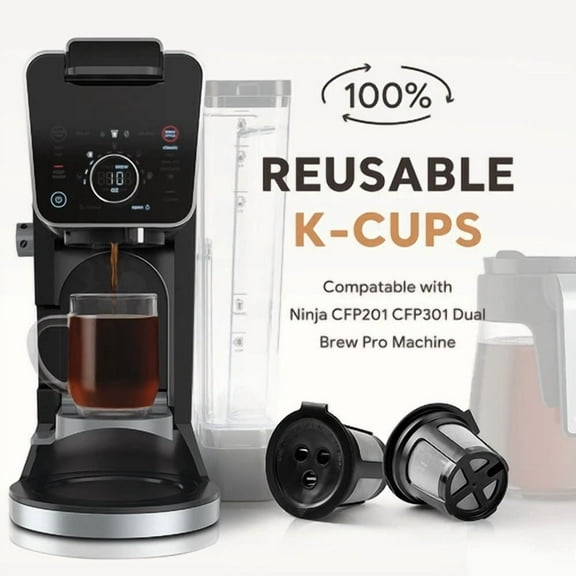 KLYNE - Ninja Dual Brew 3 Reusable Refillable K Cup Coffee Filter Pods For Coffee Maker