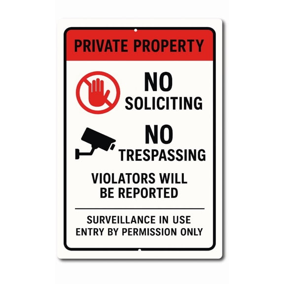 KLYNE - No Soliciting Sign Private Property No Trespassing Home Business Security