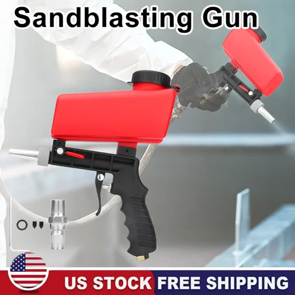 KLYNE - Portable Handheld Sand Blaster 1/4In Air Inlet 90Psi Gravity Sandblasting Gun