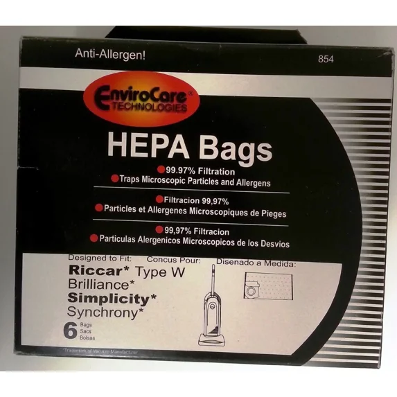 KLYNE - Riccar Type W Envirocare Hepa Vacuum Bags 6Pk