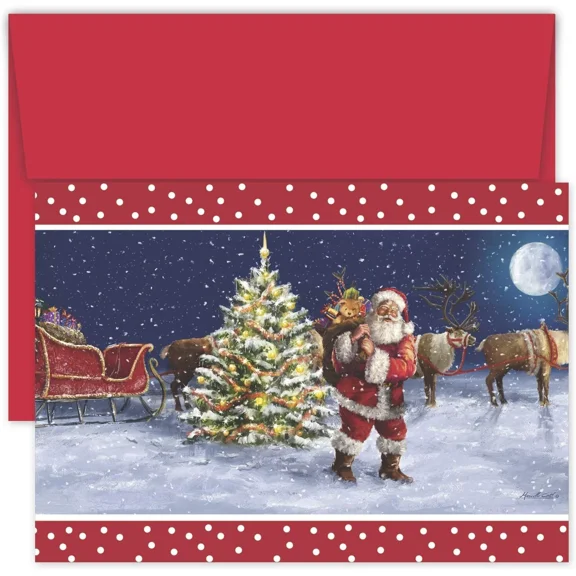 KLYNE - Santa And His Pack 18-Count Boxed Christmas Cards & Envelopes (940500)