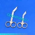 thumbnail image 1 of KLYNE - Set Of 2 Gold Handle Supercut Bandage Scissors 3.5"+5.5" With One Serrated Blade, 1 of 4
