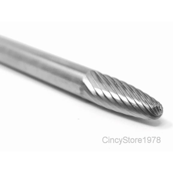 KLYNE - Sf1S Tree Shape 1/4" Carbide Burr Bur Tool Die Grinder Bit 1/4" Shank