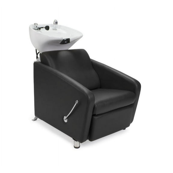 KLYNE Shampoo Backwash Unit (BLACK) with WHITE Shampoo Bowl, Adjustable Footrest and Faucet for Beauty Salon, Hair Salon