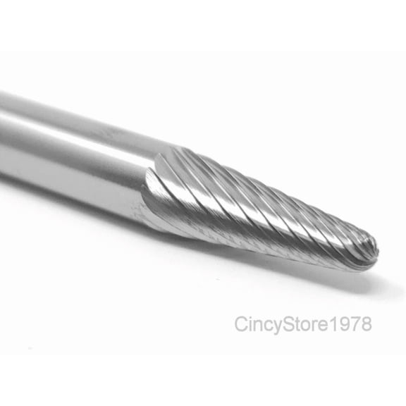KLYNE - Sl1S 14 Degree Taper Radius Carbide Burr Bur Cutting Tool Die Grinder Bit 1/4"