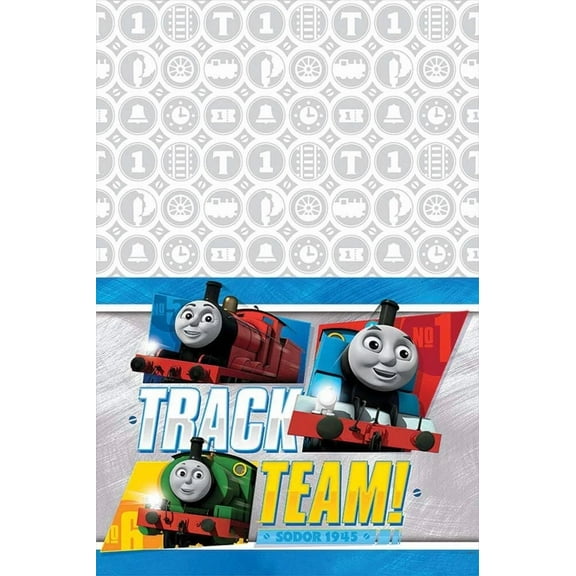 KLYNE - Thomas The Tank Engine All Aboard Birthday Party Decoration Plastic Tablecover