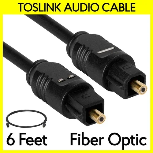 KLYNE- Toslink Optical Cable 6 Feet Optic Fiber Audio Cord Spdif Male To Male Cable