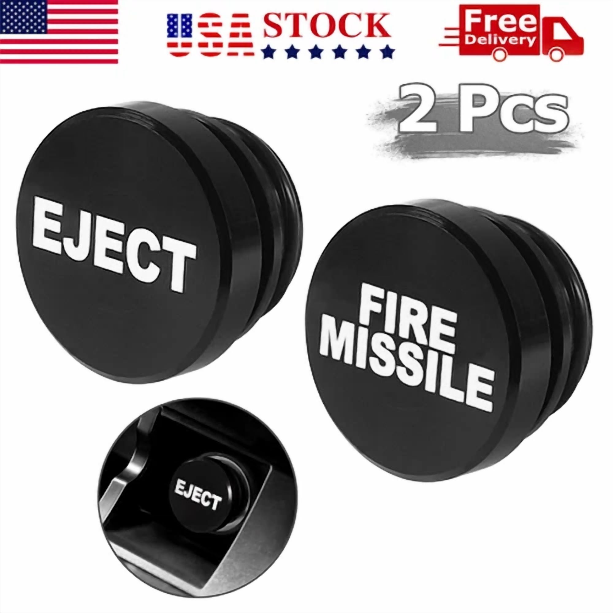 KLYNE- Universal Fire Missile Eject Button Car Cigarette Lighter Cover  Accessories 2Pcs