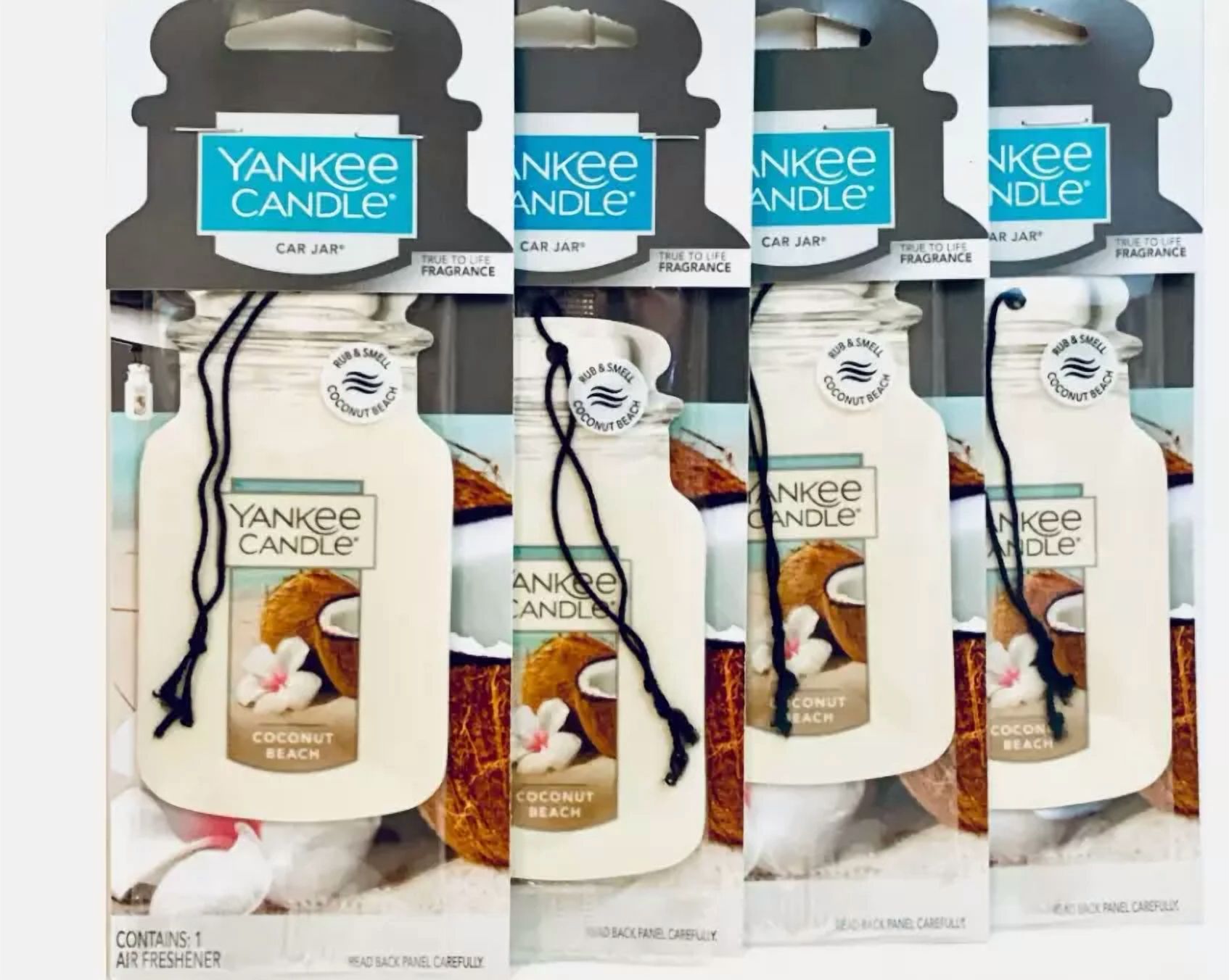 KLYNE - Yankee Candle Coconut Beach Paper Car Jar Air Freshener * X 4