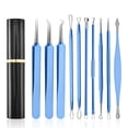 thumbnail image 1 of KLZO 10-Pcs Blackhead Extractor Kit - Pimple Popper Tool - Acne, Blemish, Milia, Zit Remover for Face - Blue, 1 of 13